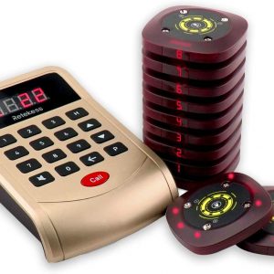 Retekess T118 Pager System Anrufsystem Kundenrufsystem 1 Kellner Anrufkeypad mit 10 Kunden Pager Empfänger Raum sparen wasserdicht im Fastfood Bar Tierklinik Hotel Kirche Krankenhaus
