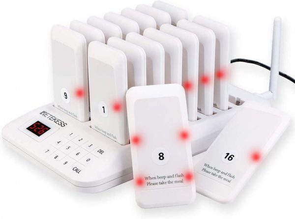 Retekess TD157 Kundenrufsystem 16 Pager Weiß